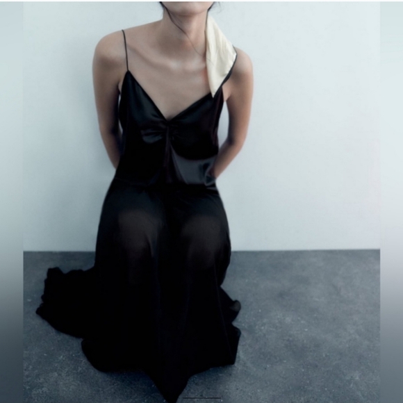 Zara Mulberry Silk Dress Black Size M - Picture 11 of 16